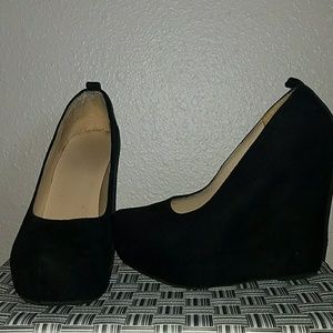 Black suede wedges